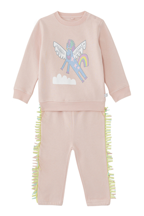 Kids Cotton Fringed Joggers